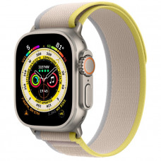Apple Watch Ultra GPS + Cellular 49mm Titanium Case with Yellow/Beige Trail Loop - S/M (MN