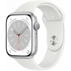 Смарт-часы Apple Watch Series 8 45mm Silver Aluminium Case with White Sport Band M/L